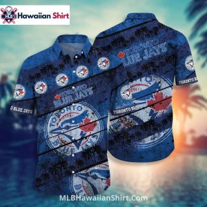 Palm Tree Grunge Texture Toronto Blue Jays Aloha Shirt