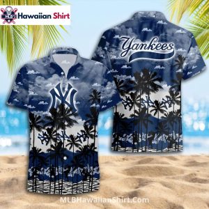 Palm Tree Ocean Scene New York Yankees Aloha Shirt