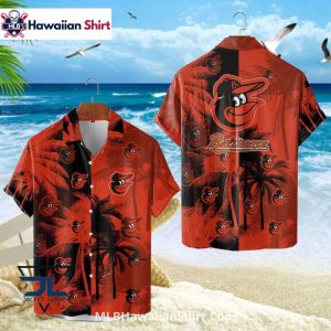 Palm Tree Silhouette Baltimore Orioles Aloha Shirt