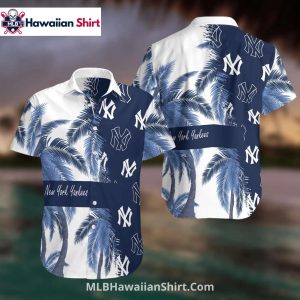 Palm Tree Split Tone New York Yankees Aloha Shirt Design