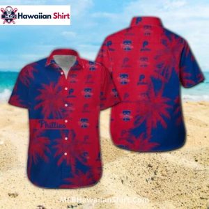 Palm Tree Sunset Philadelphia Phillies Aloha Shirt