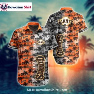 Palm Tree Vibe SF Giants Hawaiian Shirt Orange And Gray