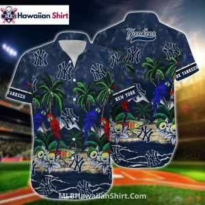 Parrot And Palm Tree NY Yankees Hawaiian Shirt For Summer