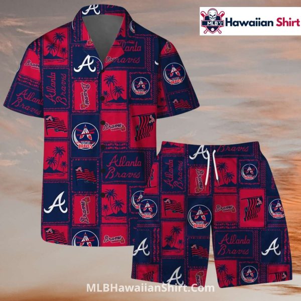 Patch Style Braves Hawaiian Shirt With Matching Shorts Set