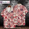 Red Leafy Boston Red Sox Aloha Shirt With Jungle Vibes
