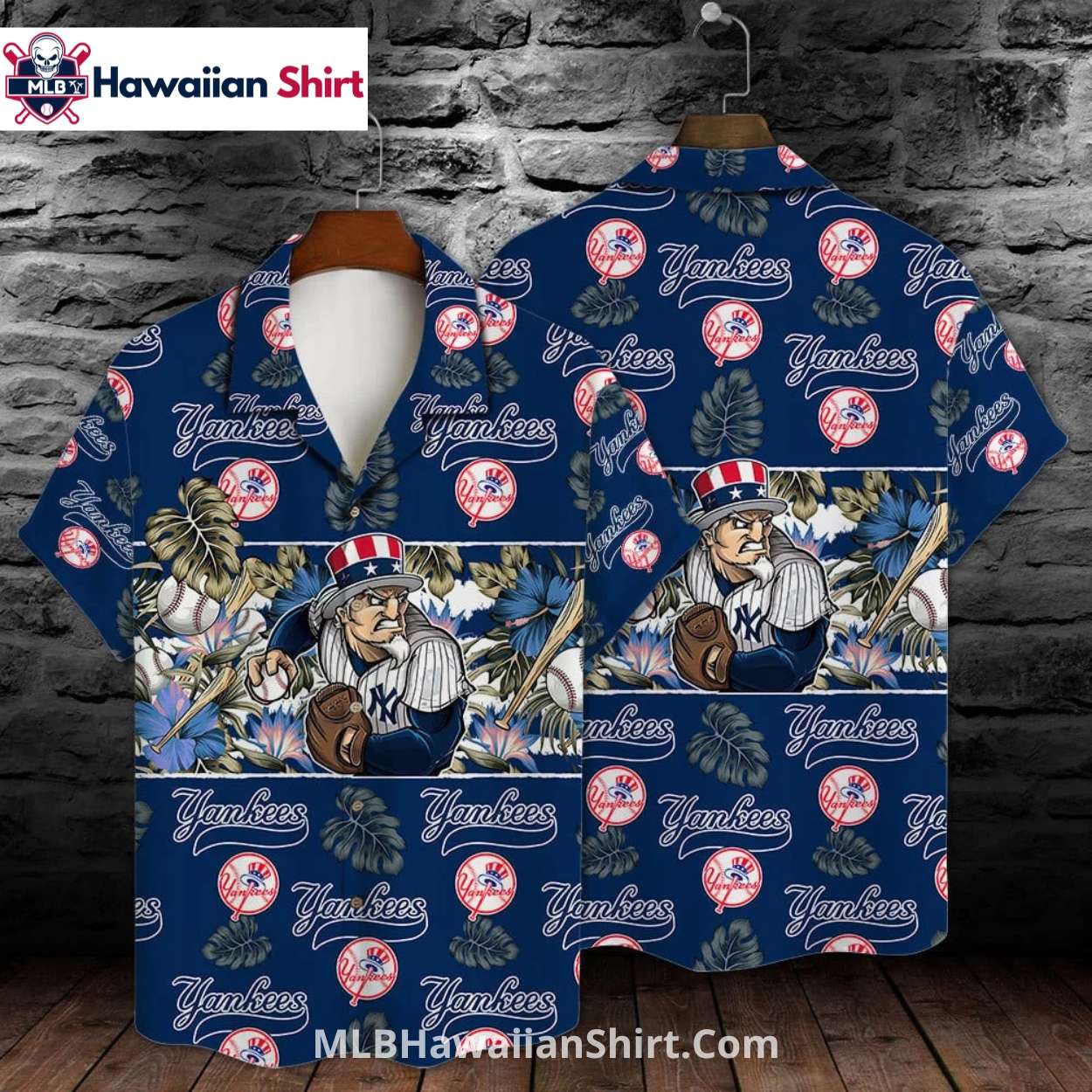 Patriotic Baseball Mascot NY Yankees Hawaiian Shirt Patriotic Baseball Mascot NY Yankees Hawaiian Shirt