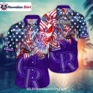 Patriotic Blast Rockies Hawaiian Shirt With Fireworks