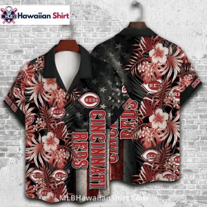 Patriotic Floral Cincinnati Reds Aloha Shirt For Fans