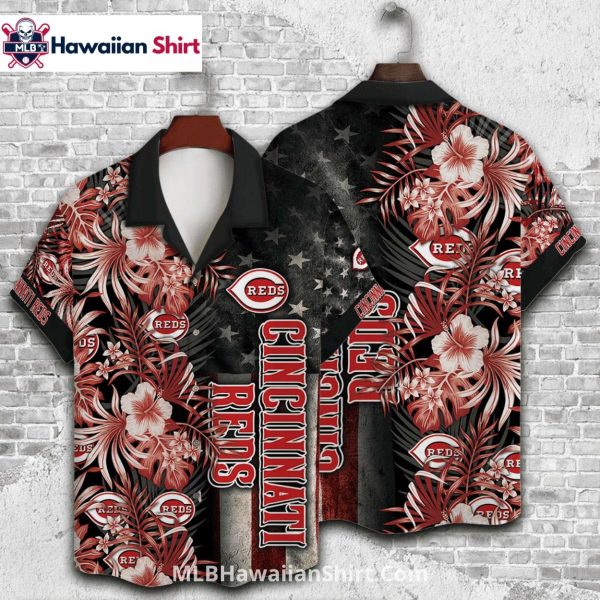 Patriotic Floral Cincinnati Reds Aloha Shirt For Fans