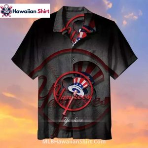 Patriotic NY Yankees Hawaiian Shirt With Oversized Bat Logo