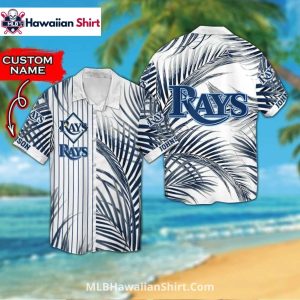 Pinstripe Palm Leaf Tampa Bay Rays Aloha Shirt Custom Name