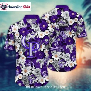Purple And White Daisy Colorado Rockies Aloha Shirt