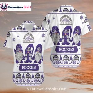 Purple Christmas Gnome Rockies Aloha Shirt