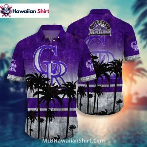 Purple Gradient Palms Colorado Rockies Aloha Shirt