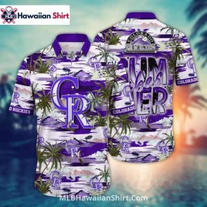 Purple Sunset Palm Colorado Rockies Hawaiian Shirt