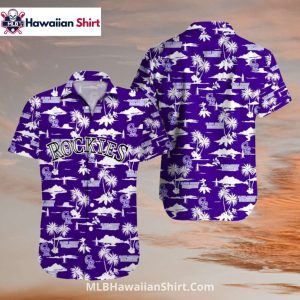 Purple Tropical Skyline Rockies Hawaiian Shirt
