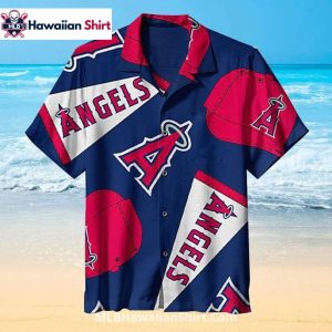 Red Cap And Pennant Print Los Angeles Angels Hawaiian Shirt