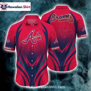 Red Flame Curve Atlanta Braves Aloha Shirt Bold Design