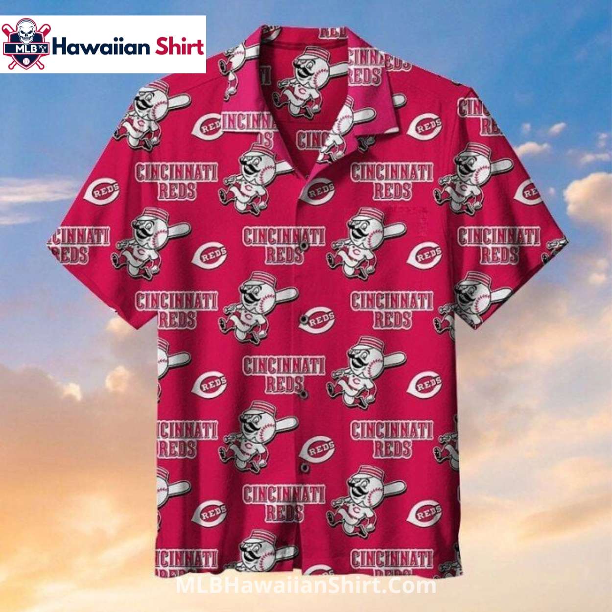 Red Mascot Print Cincinnati Reds Hawaiian Shirt Patterned Red Mascot Print Cincinnati Reds Hawaiian Shirt Patterned