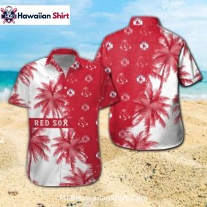 Red Palm Tree Fade Boston Red Sox Hawaiian Shirt