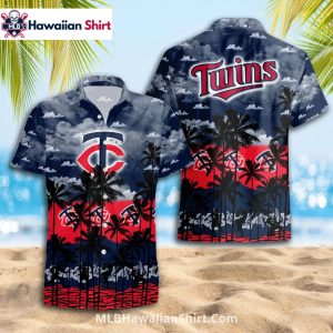 Red Sunset Palm Beach Minnesota Twins Aloha Shirt