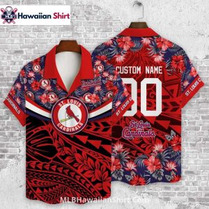 Red Tribal And Hibiscus St. Louis Cardinals Aloha Shirt