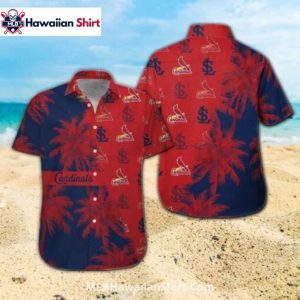 Red and Blue Palm St. Louis Cardinals Aloha Shirt