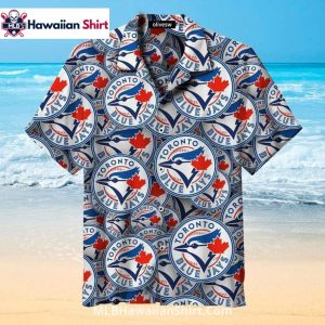 Repeating Logo Print Toronto Blue Jays Hawaiian Shirt