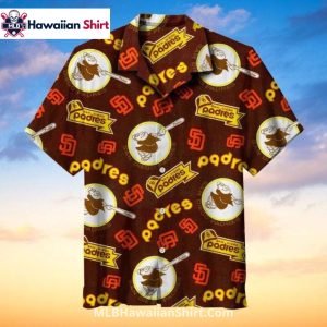 Retro Logo Brown San Diego Padres Hawaiian Aloha Shirt