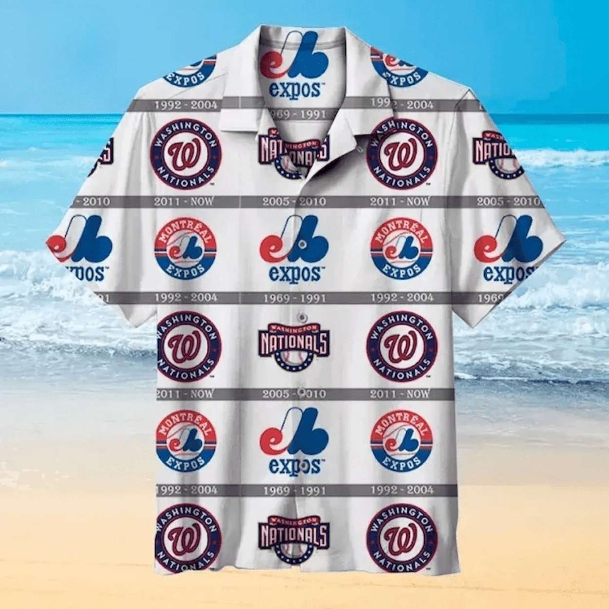 Retro Logo History Nationals Aloha Shirt, Expos Tribute Retro Logo History Nationals Aloha Shirt, Expos Tribute