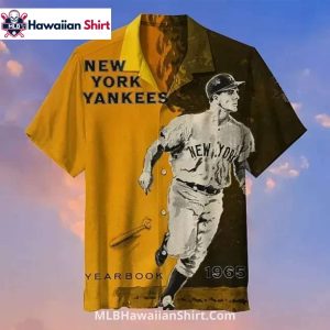 Retro NY Yankees Hawaiian Shirt Featuring 1965 Yearbook Art