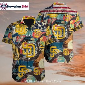 Retro Vibe Collage San Diego Padres Aloha Shirt