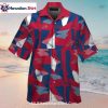 Red And Navy Palm Fade Atlanta Braves Hawaiian Shirt