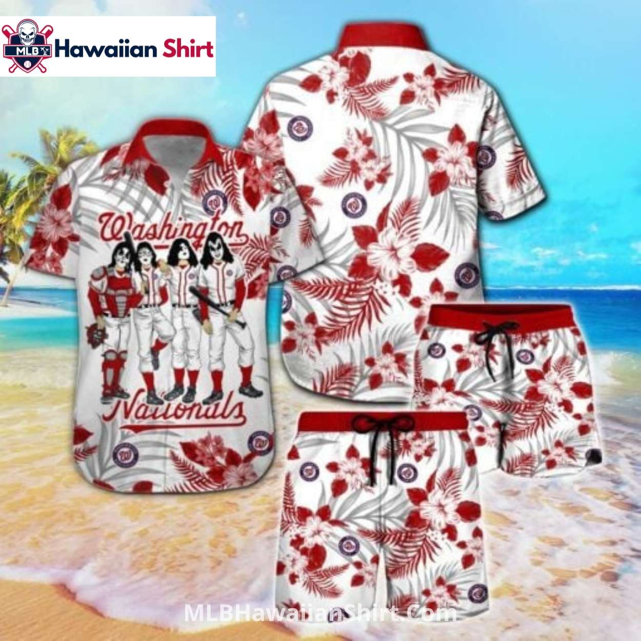 Rock Band Art Washington Nationals Aloha Shirt Set Rock Band Art Washington Nationals Aloha Shirt Set