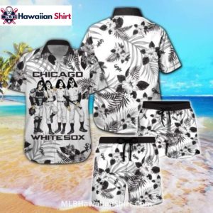 Rock Band Floral Chicago White Sox Aloha Shirt Set