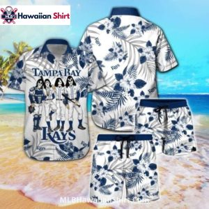 Rock Band Graphic Tampa Bay Rays Aloha Shirt And Shorts Set