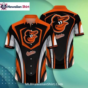 Rustic Leaf Pattern Baltimore Orioles Aloha Shirt