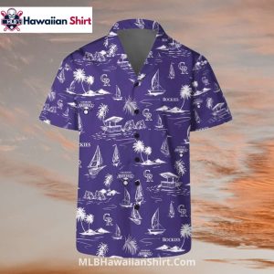 Sailboat Sketch Purple Rockies Aloha Shirt