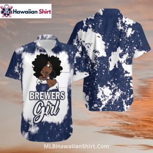 Sassy Brewers Girl Milwaukee Brewers Aloha Shirt Splatter
