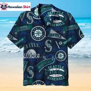 Seattle Mariners Collage Graphic Hawaiian Shirt