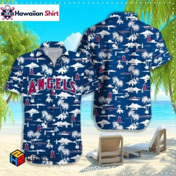 Sky Blue Palm Los Angeles Angels Aloha Shirt With Clouds
