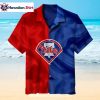 Retro Grid Style Phillies Aloha Shirt In Deep Red Print