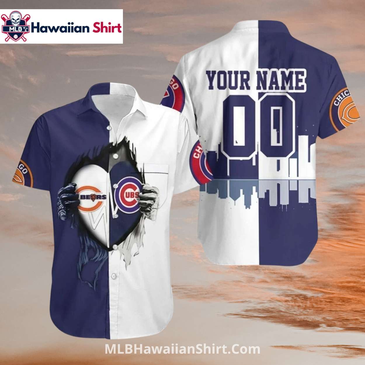 Split Design Cubs Bears Shirt With Hidden Heart Graphic Split Design Cubs Bears Shirt With Hidden Heart Graphic