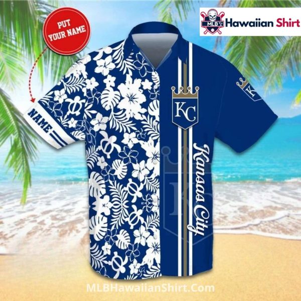 Split Floral Custom KC Royals Hawaiian Shirt Blue White