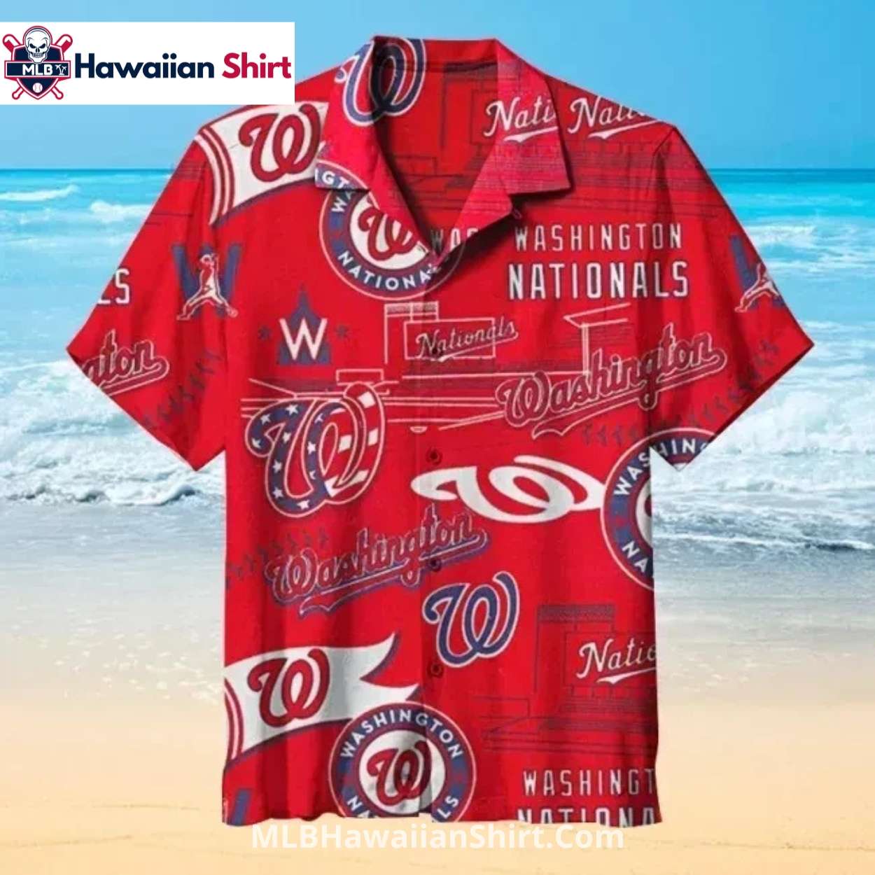 Stadium Red Sketch Nationals Hawaiian Shirt Design Stadium Red Sketch Nationals Hawaiian Shirt Design