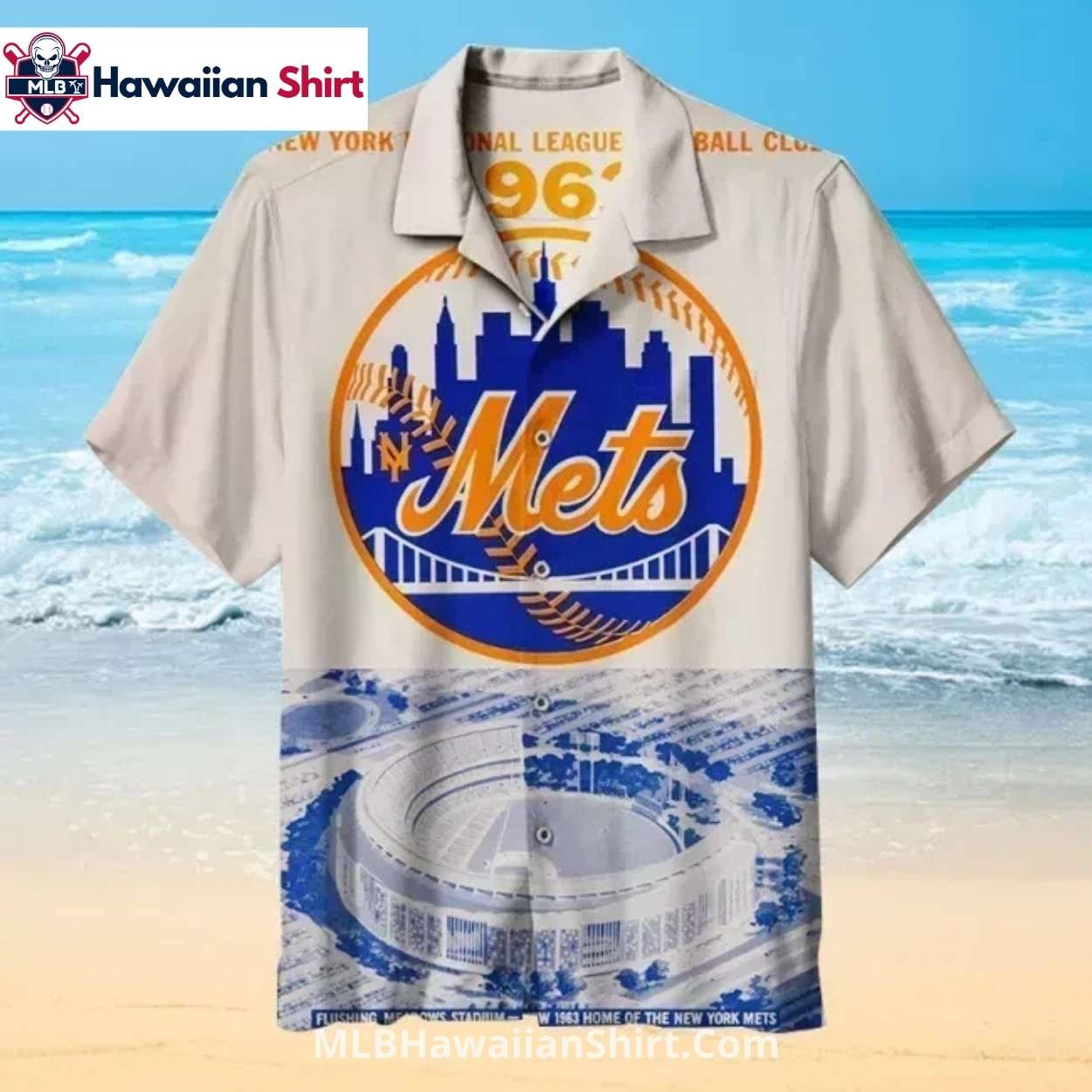 Stadium Scene Print New York Mets Aloha Shirt Stadium Scene Print New York Mets Aloha Shirt