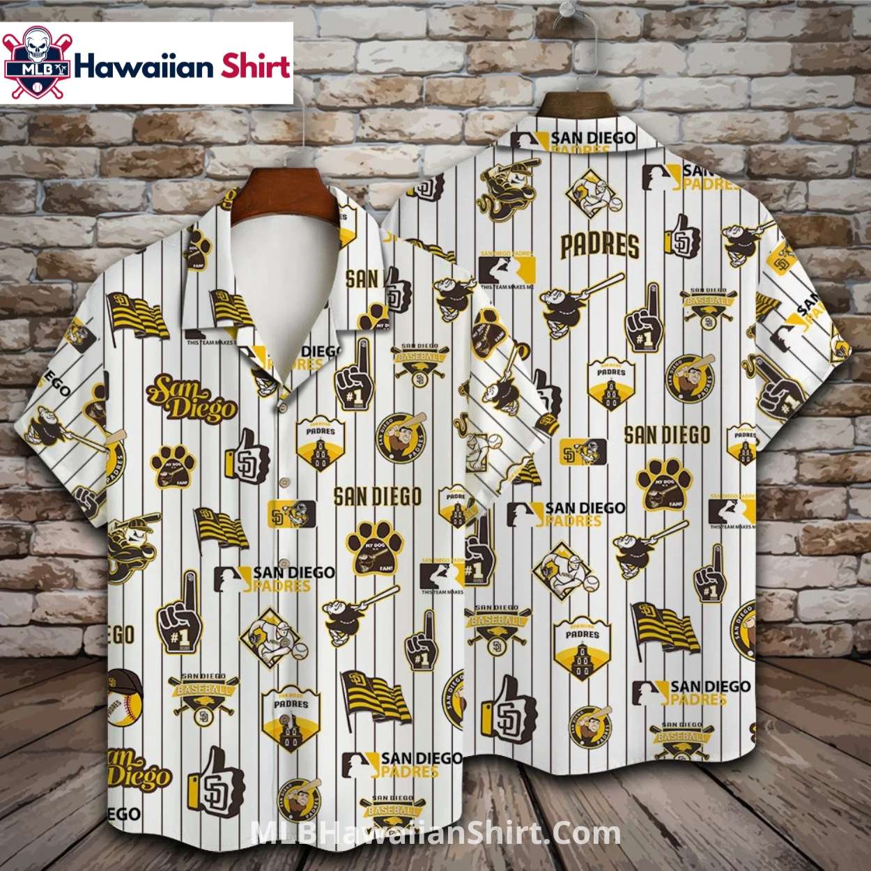 Striped Icons White San Diego Padres Hawaiian Shirt Striped Icons White San Diego Padres Hawaiian Shirt