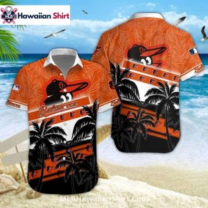 Sunset Palm Stripe Orioles Hawaiian Shirt Design