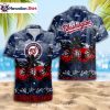 Sunset Car Palm Tree Nationals Aloha Shirt Red Blue