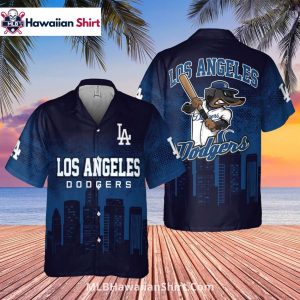 Sunset Skyline Mascot LA Dodgers Aloha Shirt